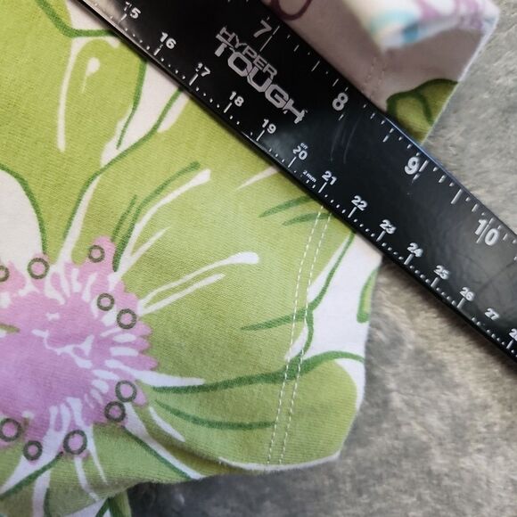 Kenneth Too Women’s Sz Lg Top Purple Green Floral Cotton Blend - Picture 6 of 9